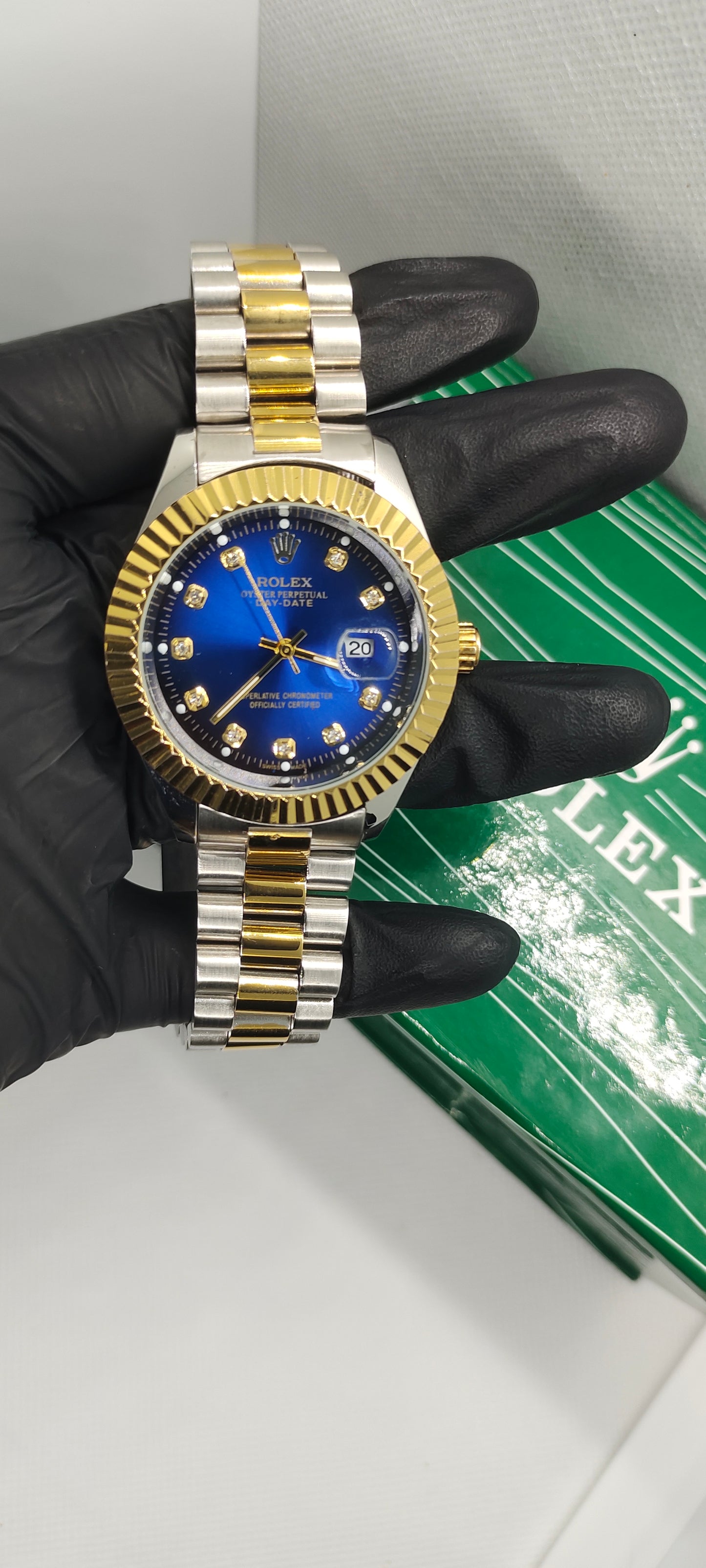 Rolex Silver Gold with Blue Dial