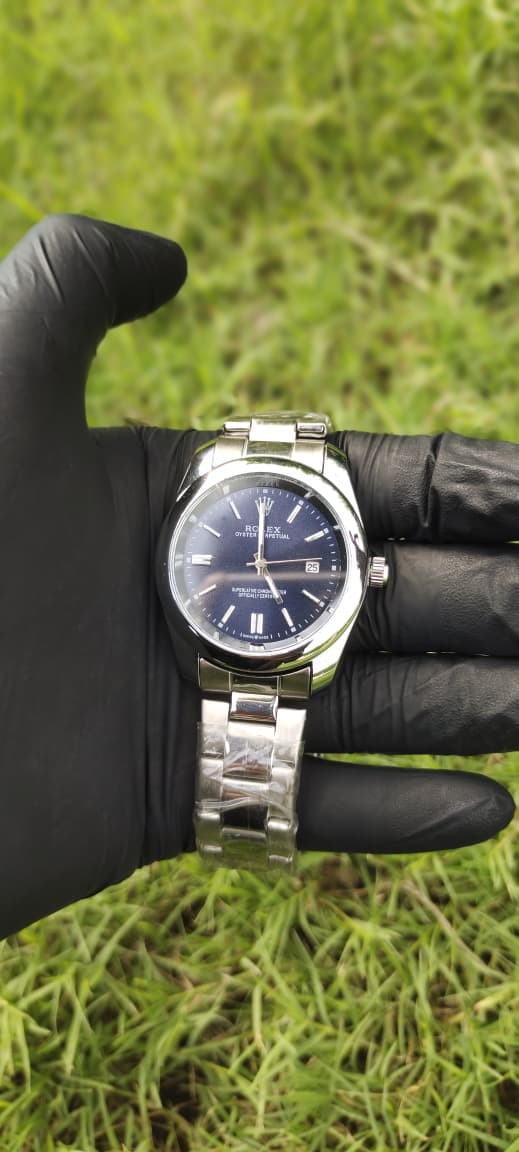 Rolex Silver with Blue Dial