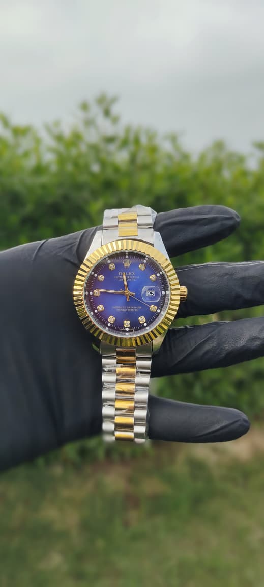 Rolex Silver Gold with Blue Dial
