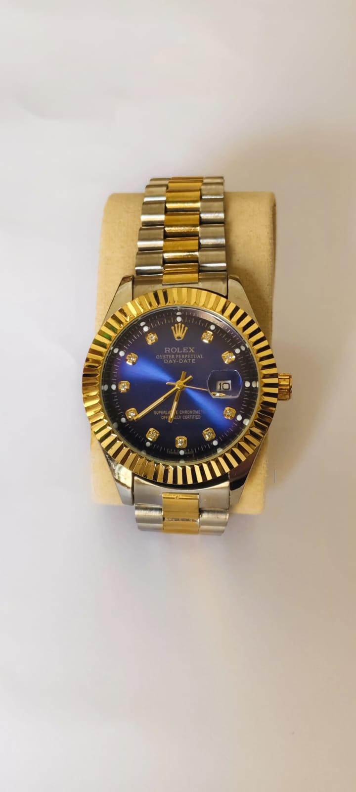 Rolex Silver Gold with Blue Dial