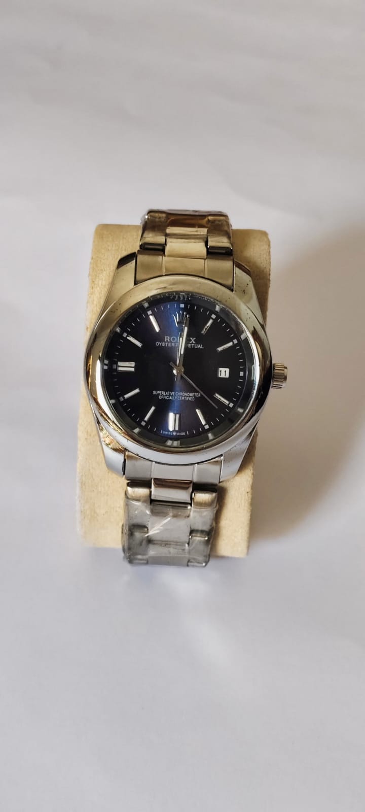 Rolex Silver with Blue Dial