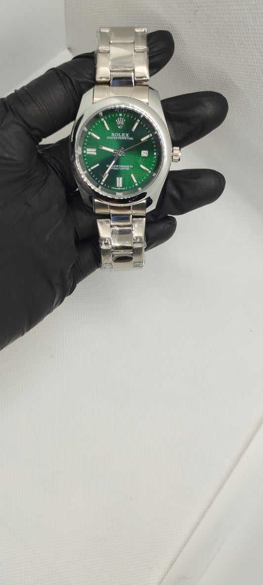 Rolex Silver with Green Dial